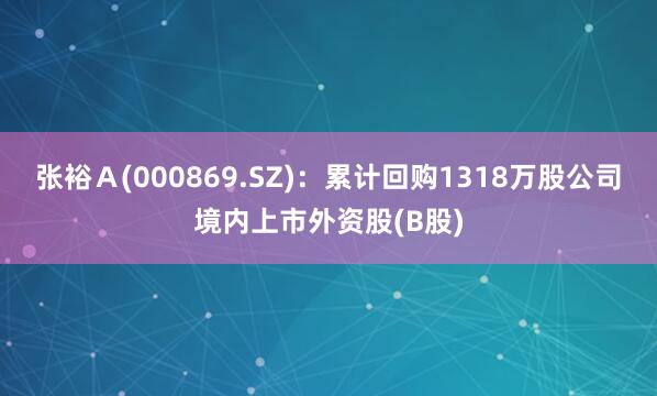 张裕Ａ(000869.SZ)：累计回购1318万股公司境内上市外资股(B股)