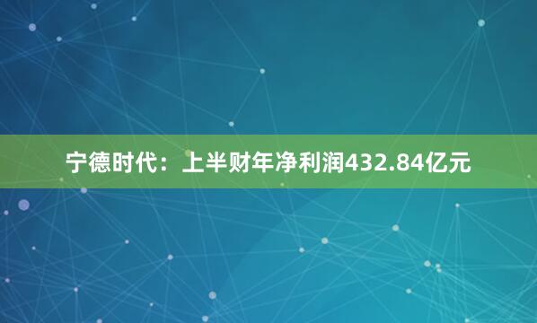 宁德时代：上半财年净利润432.84亿元