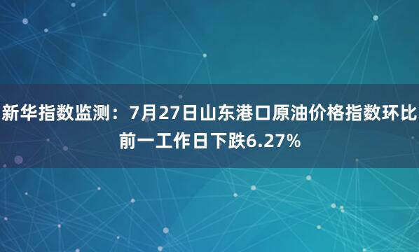 新华指数监测：7月27日山东港口原油价格指数环比前一工作日下跌6.27%