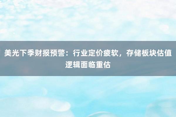 美光下季财报预警：行业定价疲软，存储板块估值逻辑面临重估