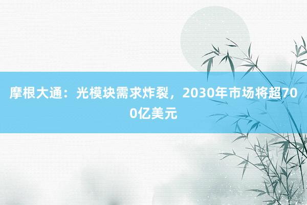 摩根大通：光模块需求炸裂，2030年市场将超700亿美元