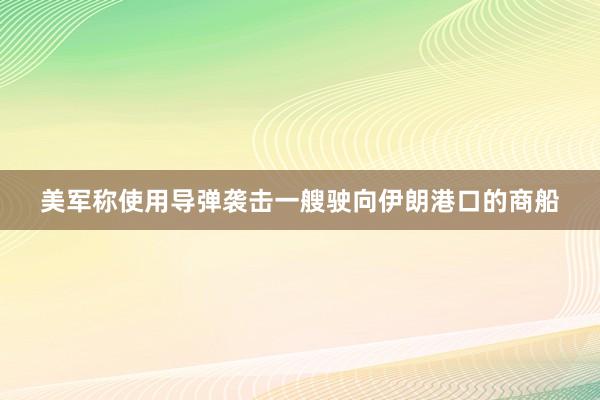 美军称使用导弹袭击一艘驶向伊朗港口的商船