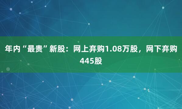 年内“最贵”新股：网上弃购1.08万股，网下弃购445股