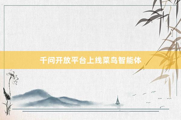 千问开放平台上线菜鸟智能体