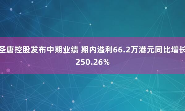 圣唐控股发布中期业绩 期内溢利66.2万港元同比增长250.26%