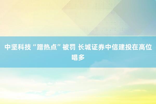 中坚科技“蹭热点”被罚 长城证券中信建投在高位唱多