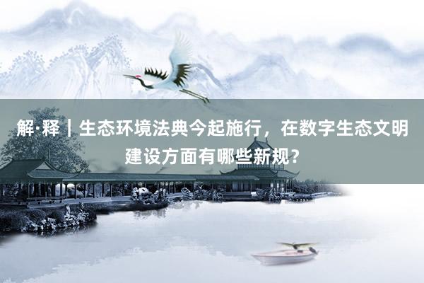 解·释｜生态环境法典今起施行，在数字生态文明建设方面有哪些新规？