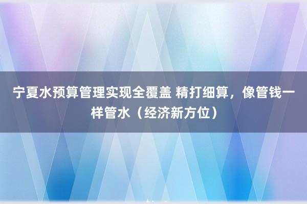 宁夏水预算管理实现全覆盖 精打细算，像管钱一样管水（经济新方位）