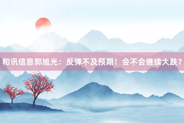 和讯信息郭旭光：反弹不及预期！会不会继续大跌？