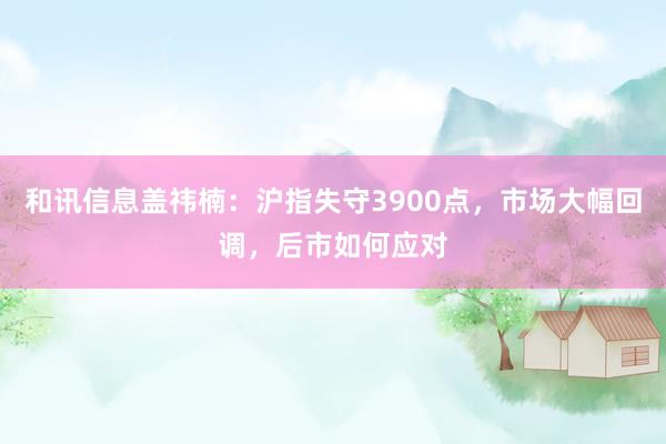 和讯信息盖祎楠：沪指失守3900点，市场大幅回调，后市如何应对