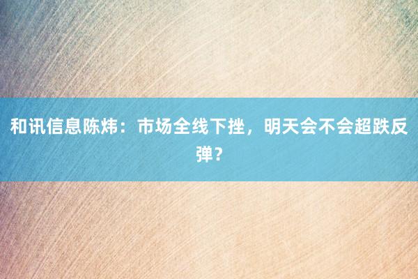 和讯信息陈炜：市场全线下挫，明天会不会超跌反弹？