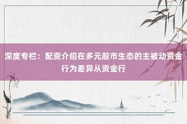 深度专栏:配资介绍在多元股市生态的主被动资金行为差异从资金行