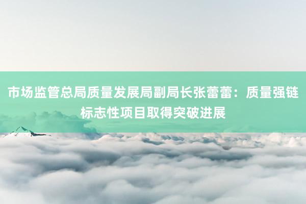 市场监管总局质量发展局副局长张蕾蕾：质量强链标志性项目取得突破进展