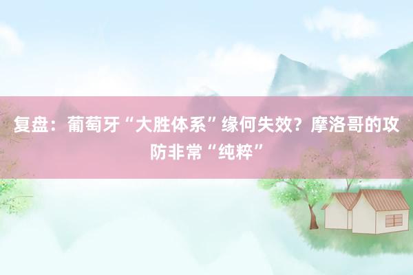 复盘：葡萄牙“大胜体系”缘何失效？摩洛哥的攻防非常“纯粹”