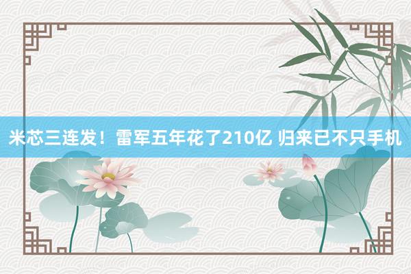 米芯三连发！雷军五年花了210亿 归来已不只手机
