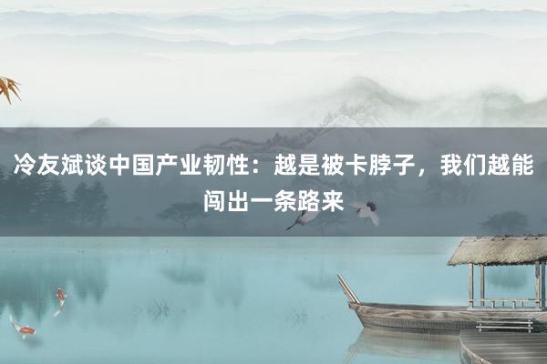 冷友斌谈中国产业韧性：越是被卡脖子，我们越能闯出一条路来