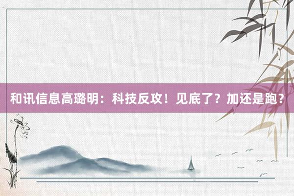和讯信息高璐明：科技反攻！见底了？加还是跑？