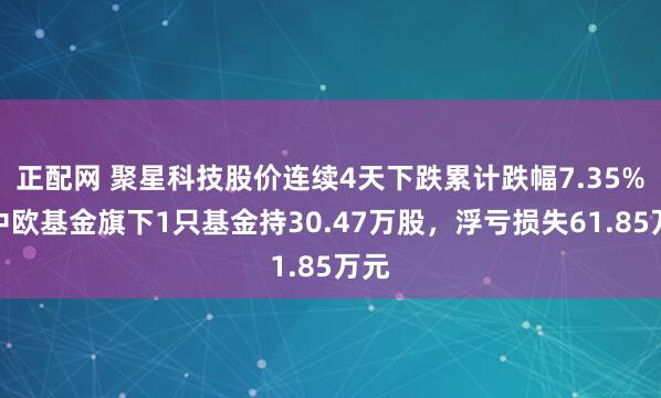 正配网 聚星科技股价连续4天下跌累计跌幅7.35%，中欧基金旗下1只基金持30.47万股，浮亏损失61.85万元
