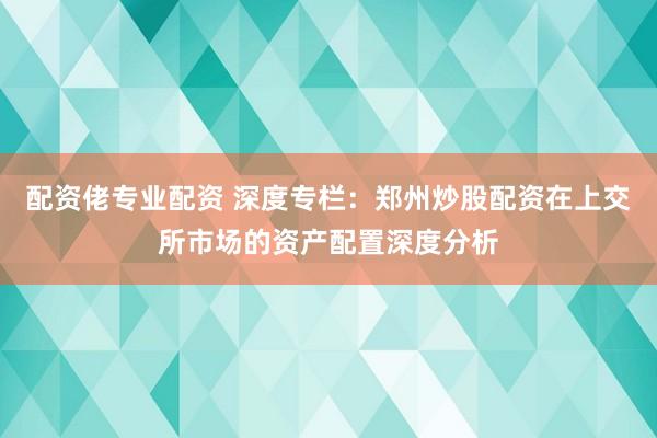 配资佬专业配资 深度专栏：郑州炒股配资在上交所市场的资产配置深度分析