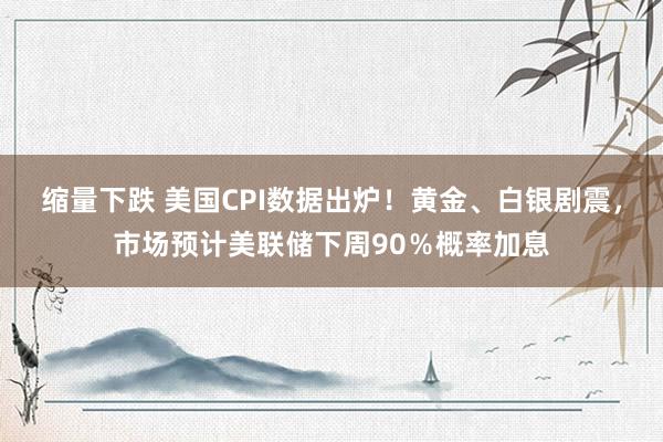 缩量下跌 美国CPI数据出炉!黄金、白银剧震,市场预计美联储下周90%概率加息