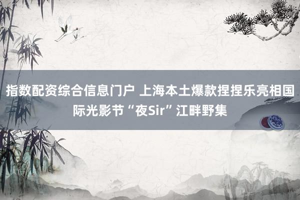 指数配资综合信息门户 上海本土爆款捏捏乐亮相国际光影节“夜Sir”江畔野集