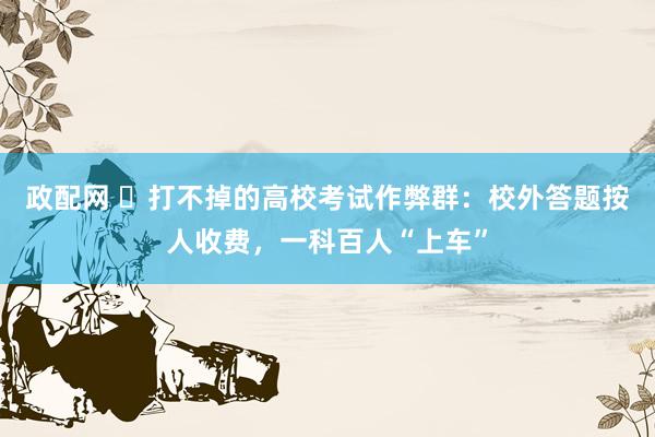 政配网 ​打不掉的高校考试作弊群：校外答题按人收费，一科百人“上车”