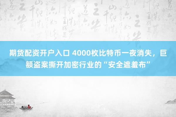 期货配资开户入口 4000枚比特币一夜消失，巨额盗案撕开加密行业的“安全遮羞布”