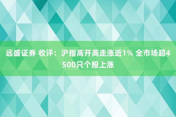 远盛证券 收评:沪指高开高走涨近1% 全市场超4500只个股上涨