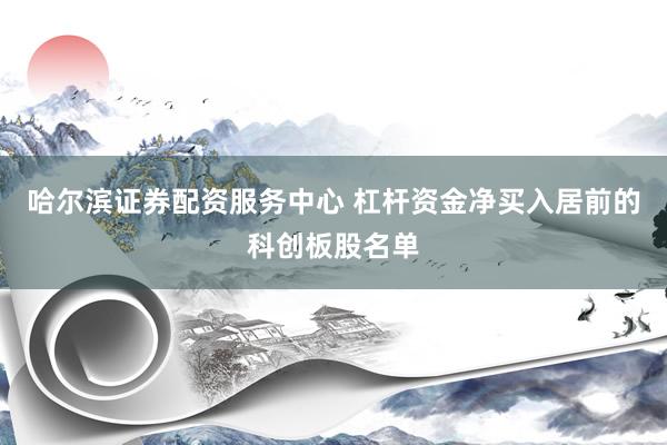 哈尔滨证券配资服务中心 杠杆资金净买入居前的科创板股名单