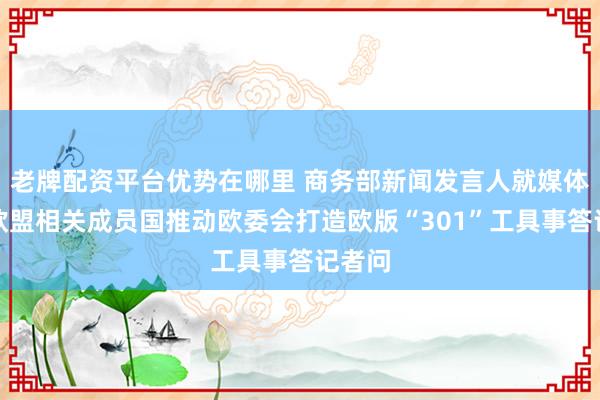 老牌配资平台优势在哪里 商务部新闻发言人就媒体报道欧盟相关成员国推动欧委会打造欧版“301”工具事答记者问