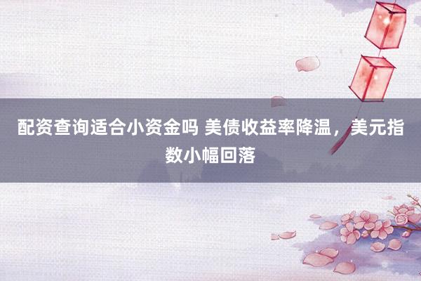 配资查询适合小资金吗 美债收益率降温，美元指数小幅回落